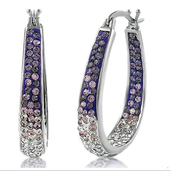 NEW SWAROVSKI CRYSTAL INSIDE OUT PURPLE HOOPS - Picture 3 of 5